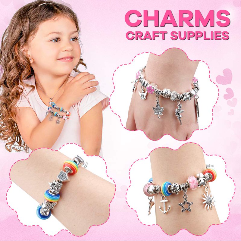 Girls DIY Charm Bracelet Making Kit for Ages 6-12 - Creative Jewelry Gift Set