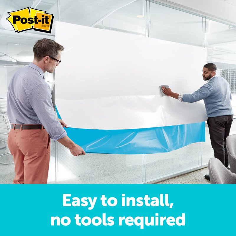 Self-Stick Dry Erase Surface Film - White, 8ft x 4ft, Easy Install