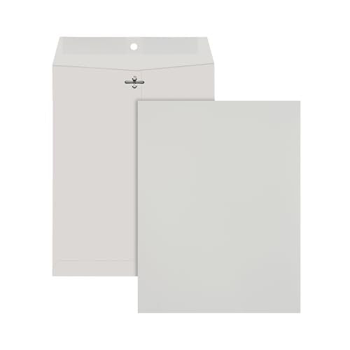 Gray Gummed Clasp Envelopes 10x13 Inches - 28 lb Kraft Executive Mailers - 100 Pack