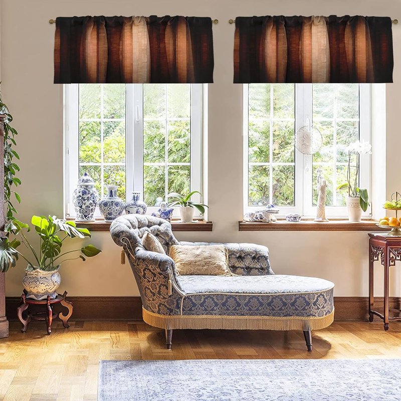 Adjustable Window Valances Set of 2 - Orange Copper, Eucalyptus, Blue & Grey Options