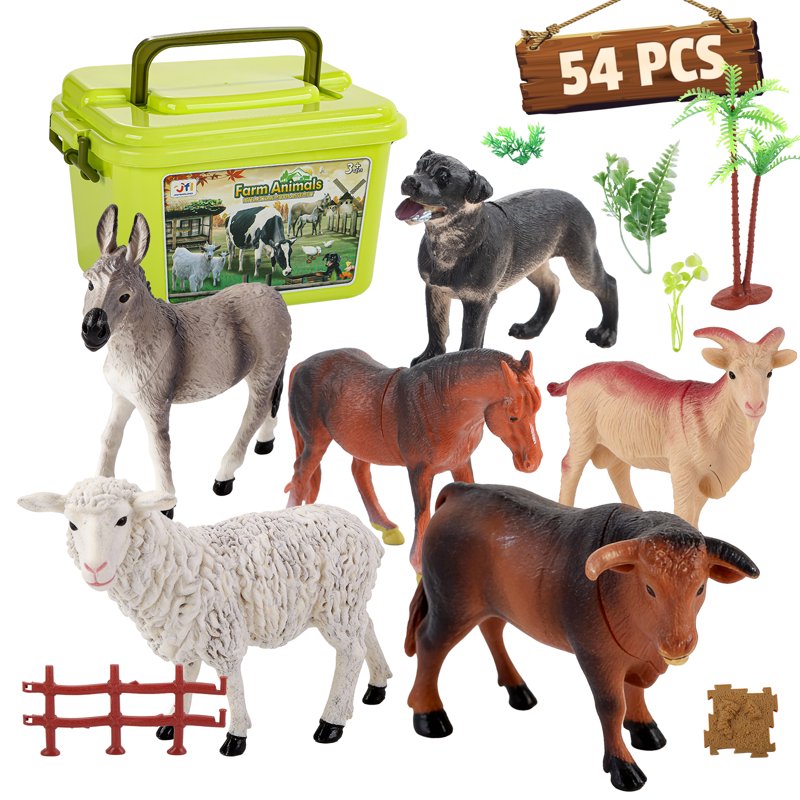 Farm Animal Playset with Figurines, Fences & Accessories for Kids — Educational 56 PCS