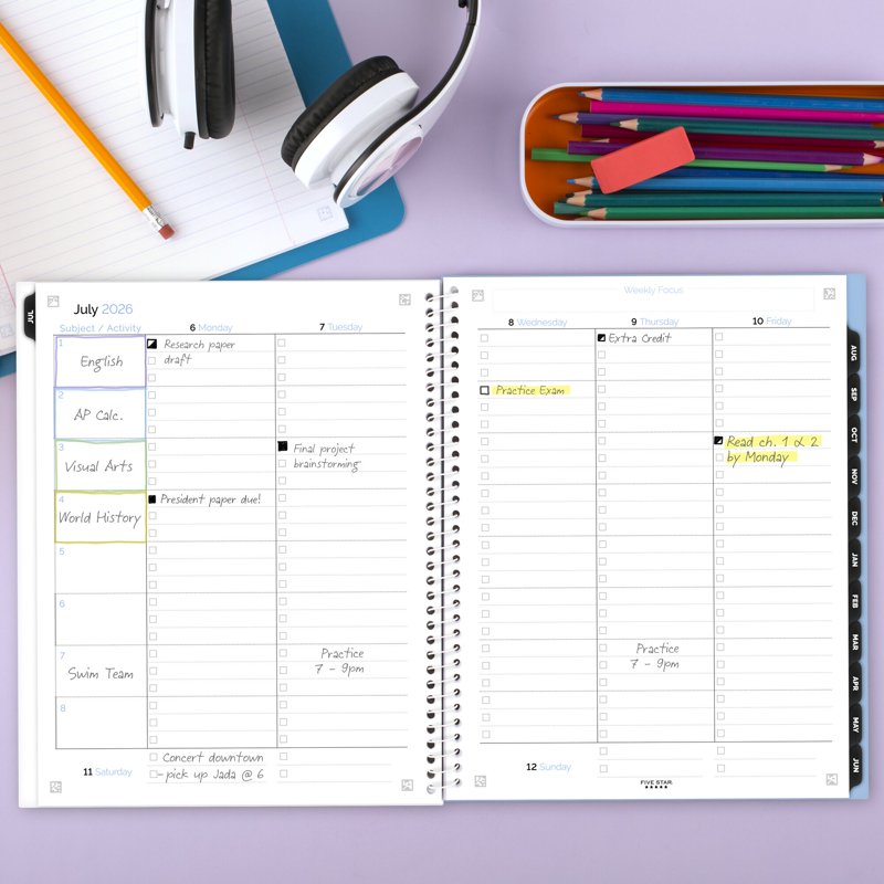 Academic Student Planner 2026-2027 Weekly Monthly Organizer 8.5x11 Water-Resistant Cover