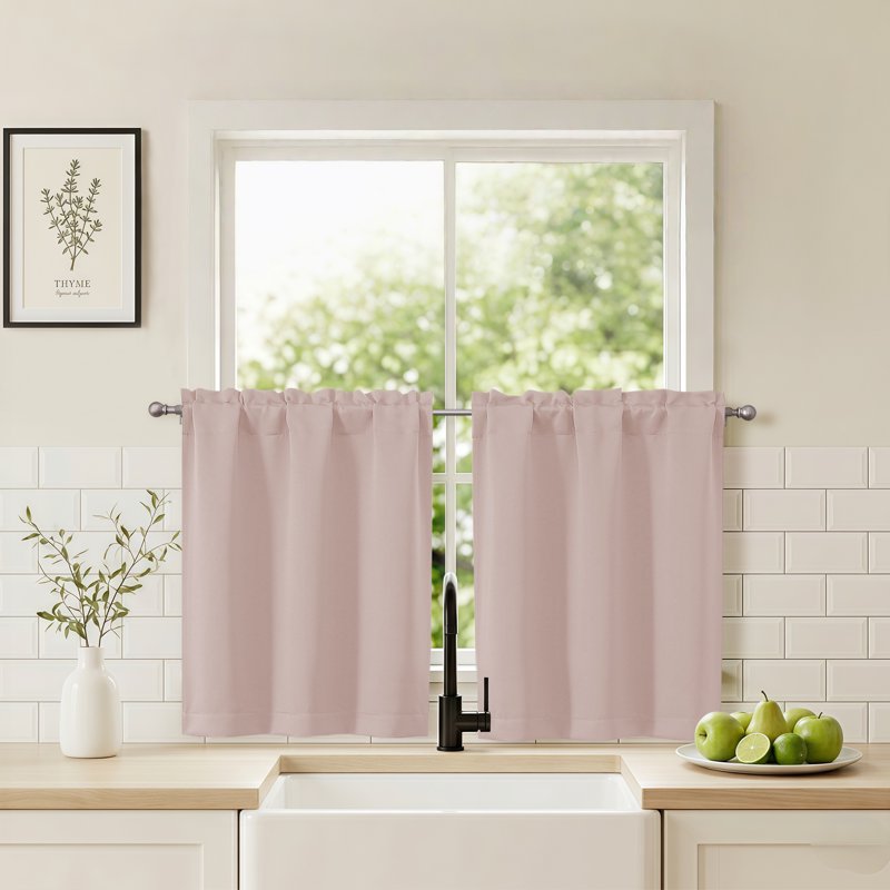 Blackout Window Curtain Panels 30x30 Inches - Room Darkening Drapes for Small Windows, Kitchen, Basement, RV, 2 Pack