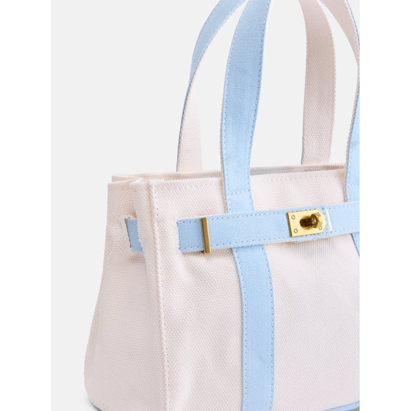 Women's Small Canvas Tote Bag - Light Blue, Natural & Green Variants