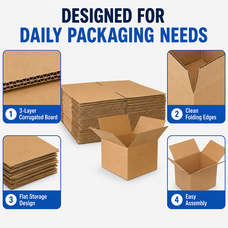 20 Pack Small Corrugated Shipping Boxes 6x6x4 Inch Kraft Cardboard Mailer
