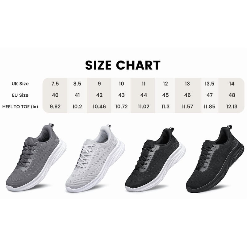 Men's Lightweight Breathable Running Sneakers All Black Size 7.5