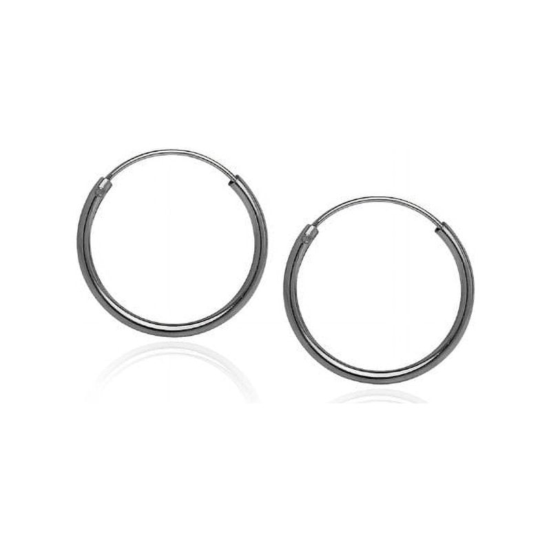 Sterling Silver Endless Hoop Earrings Set of 3 - 10mm, 12mm & 14mm