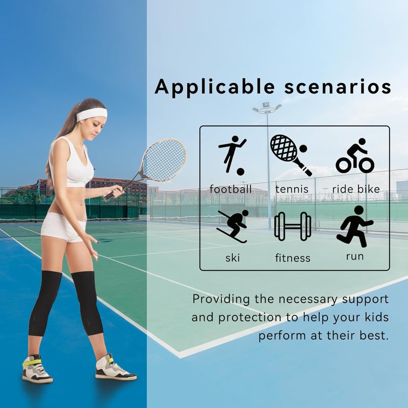 2 Pairs Kids Compression Leg Sleeves for Sports and Running - Breathable, Non-Slip