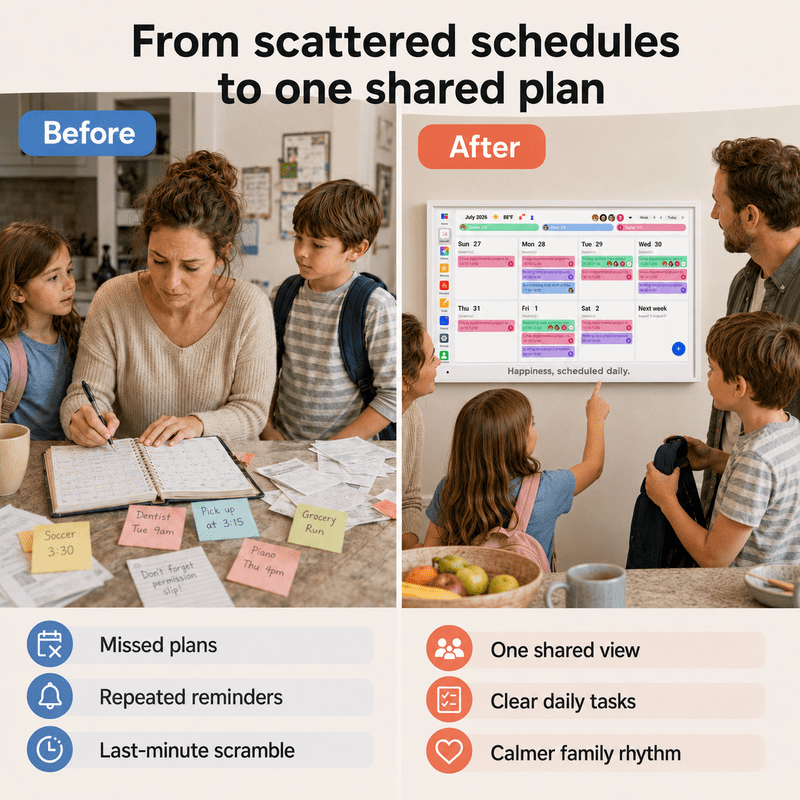 15.6-Inch Digital Calendar Wall Planner & Interactive Chore Chart with Photo Frame