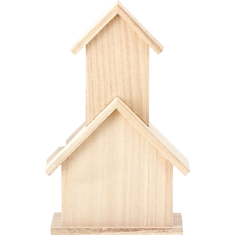 Unfinished Wood Birdhouse Surface - 2-Story Decorative Bird Feeder - 5.5 x 9 in