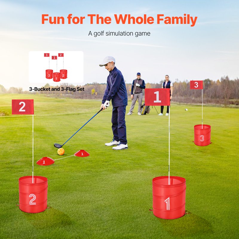 Portable Backyard Golf Game Set for Family & Kids - 3 Hole Lawn Practice Golf