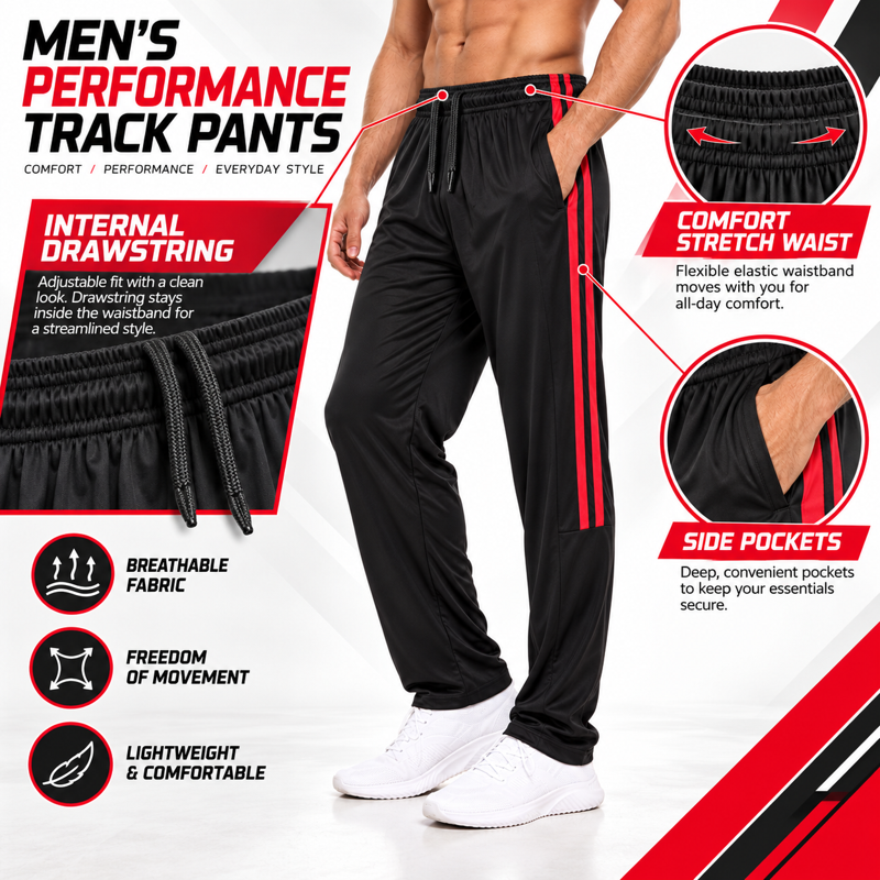 Men's Athletic Sweatpants 3 Pack Open Bottom Joggers Dry Fit Workout Pants