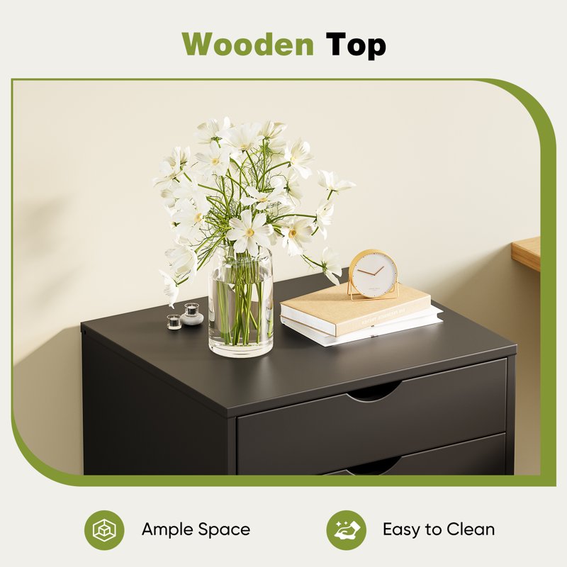 Portable 5-Drawer Storage Cabinet on Wheels for Office Bedroom Organization
