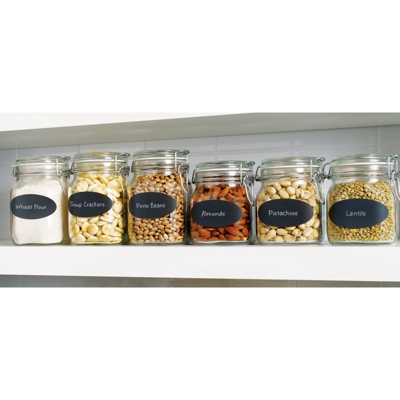 Removable Oval Chalkboard Labels - Black Plastic, 1.75 x 3.75 Inches, Pack of 12