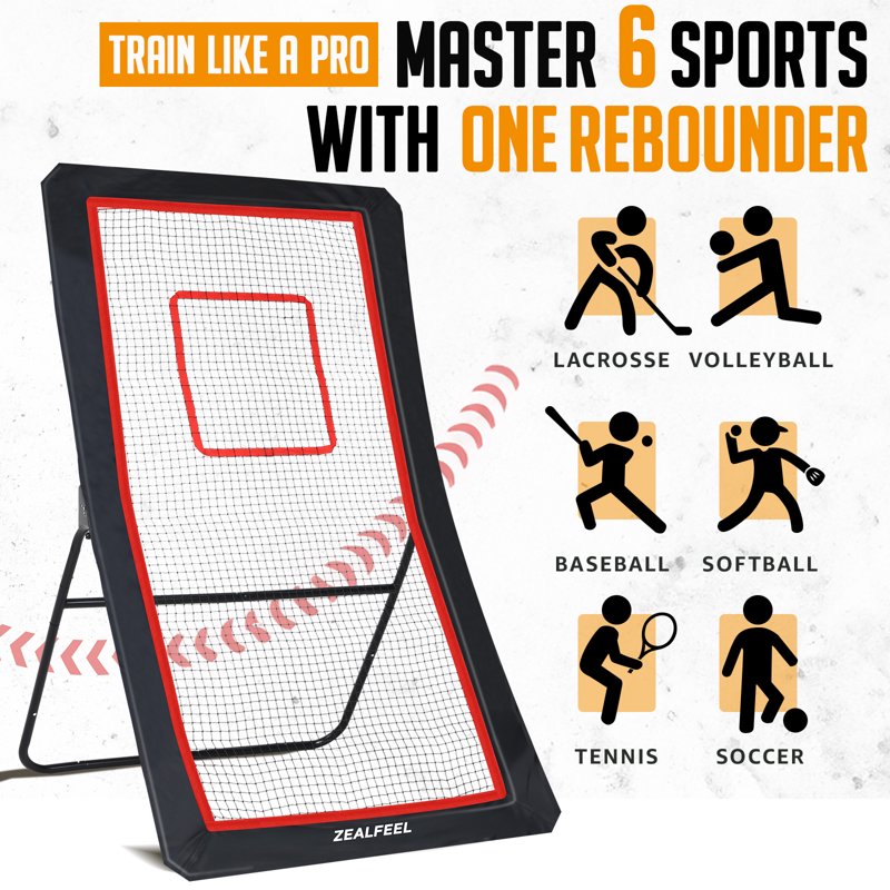 Multi-Sport Lacrosse Rebounder Net 4x6 ft with Adjustable Angles & Carry Bag