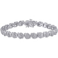 1 Carat Total Weight Silver Tone Diamond Cluster Bracelet - 7.5 Inch