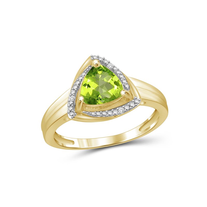 2 Carat Peridot and White Diamond Accent Gold Over Silver Ring - Hypoallergenic Jewelry