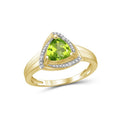 2 Carat Peridot and White Diamond Accent Gold Over Silver Ring - Hypoallergenic Jewelry