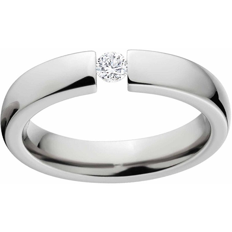 Women's 1/10 Carat CZ Titanium Engagement Ring with Comfort Fit