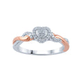 Natural Diamond Heart Promise Ring in 14K Rose Gold Plated for Women