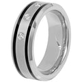 Men's Tungsten Wedding Band 8mm Black Resin Diamond Accent Ring - All Sizes