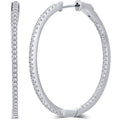 1/2 Carat CZ Hoop Earrings - Rhodium & Goldtone Inside Outside Brass