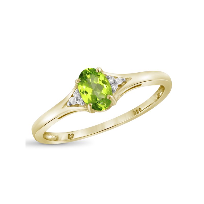 1/2 Carat T.G.W. Peridot and White Diamond Accent Sterling Silver Ring - Size 6