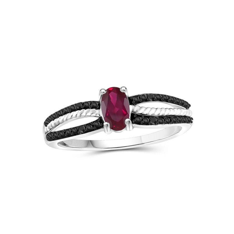 1/2 Carat T.G.W. Ruby and Black Diamond Accent Sterling Silver Ring