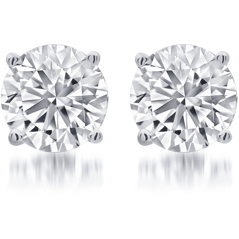 1/4 Carat Total Weight White Diamond Sterling Silver Stud Earrings