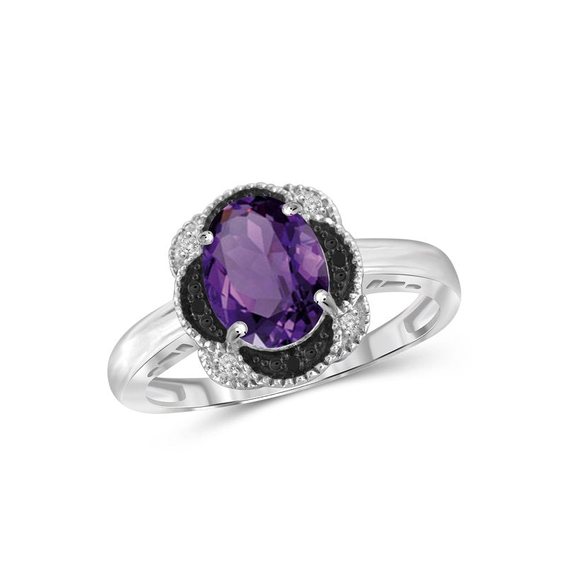 Sterling Silver Amethyst & Diamond Accent Ring - 1.65 Carat T.W. Gift-Ready Jewelry