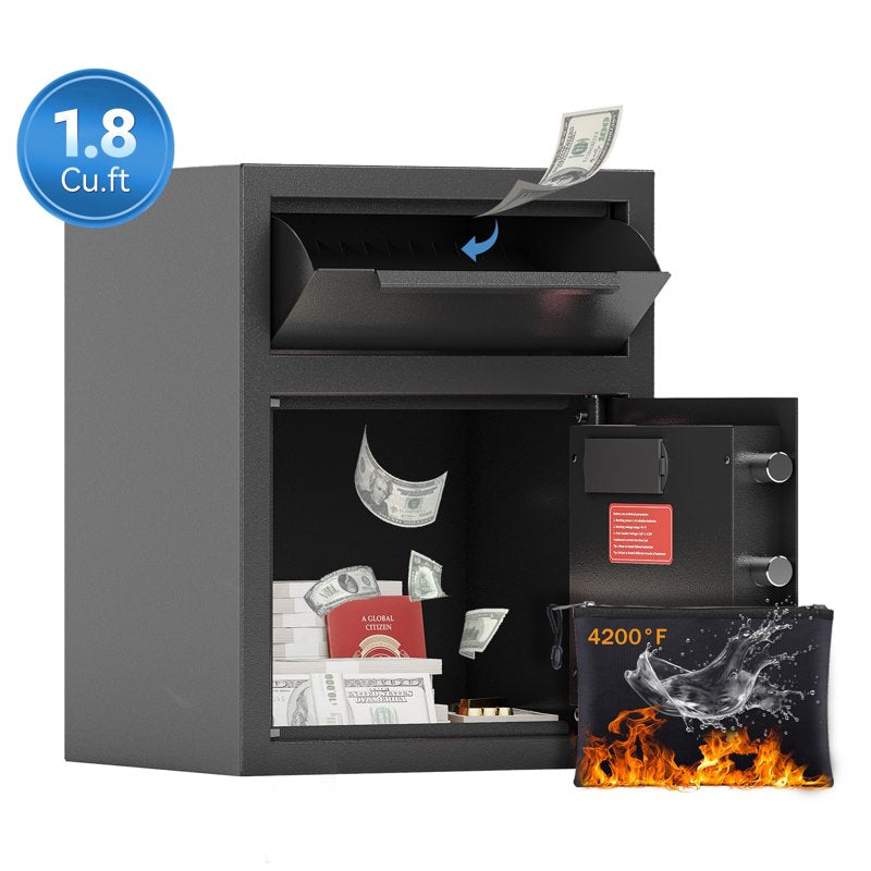 Depository Safe Box Fireproof Drop Safe with Deposit Slot for Home Office Hotel