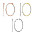 Gold Plated Brass Hoop Earrings with Cubic Zirconia Inside Out 25mm