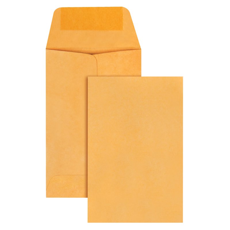Coin Envelopes 2-1/4 x 3-1/2 Kraft Gummed Seal 500 Pack