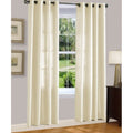 Solid Ivory Beige Semi-Sheer Faux Silk Window Curtain Panel 55x84 with Bronze Grommets
