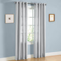 Solid Silver Gray Semi-Sheer Faux Silk Curtain Panel 55x63 Inches