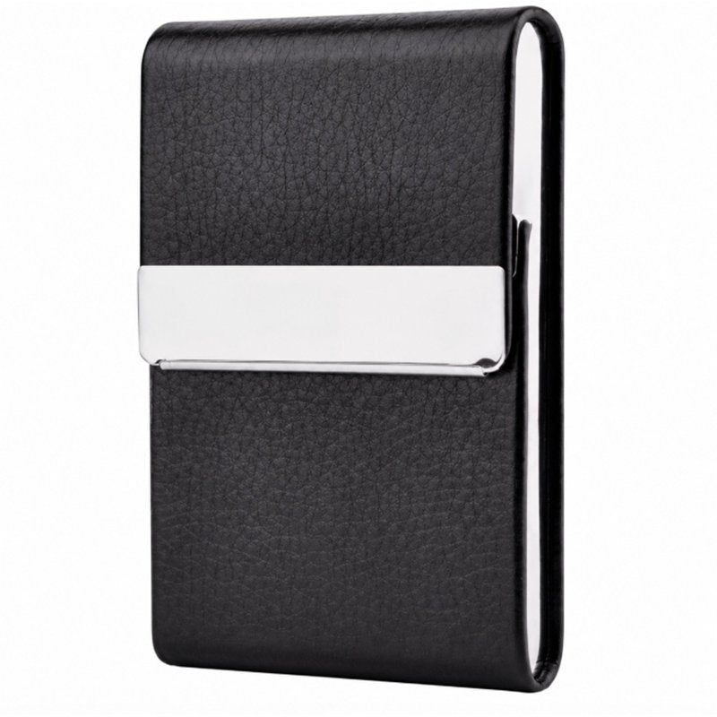 Slim PU Leather Business Card Holder Case with Magnetic Closure