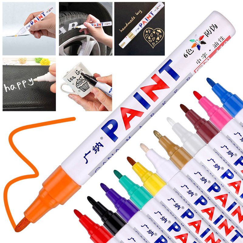 Waterproof Permanent Paint Marker Pen for Car Tires & Metal Surfaces - 5ml