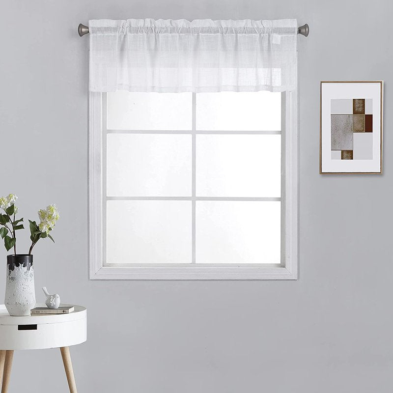 Linen Textured Semi Sheer Window Valance - Light Filtering 52x18 Inches