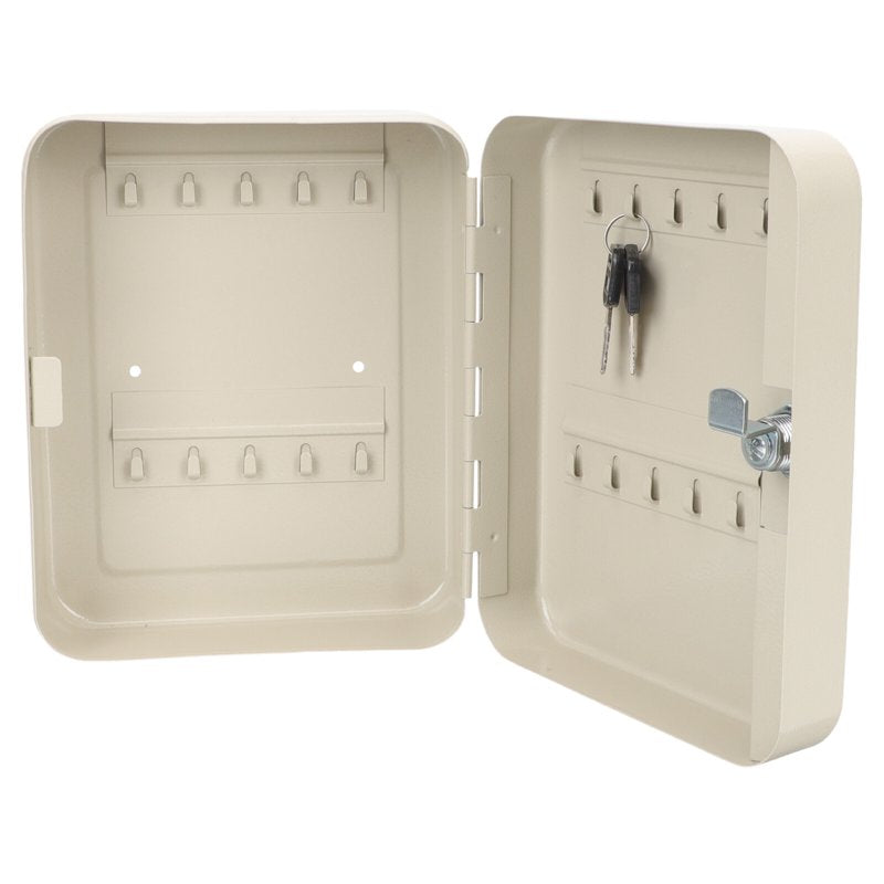 Wall Mount Key Storage Box Set with Lockable Organizer, 20x16cm - White