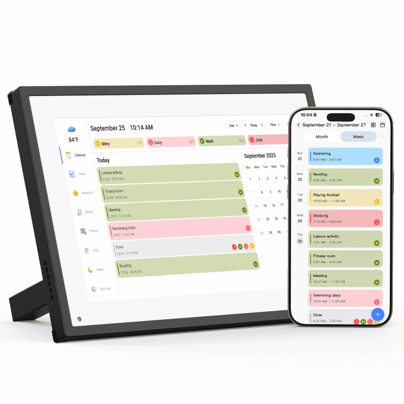 Digital Family Calendar & Planner 10.1 Inch Touchscreen Chore & Meal Organizer