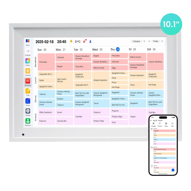 10.1 Inch Touchscreen Digital Calendar with Google Outlook iCloud Sync Family Task Rewards