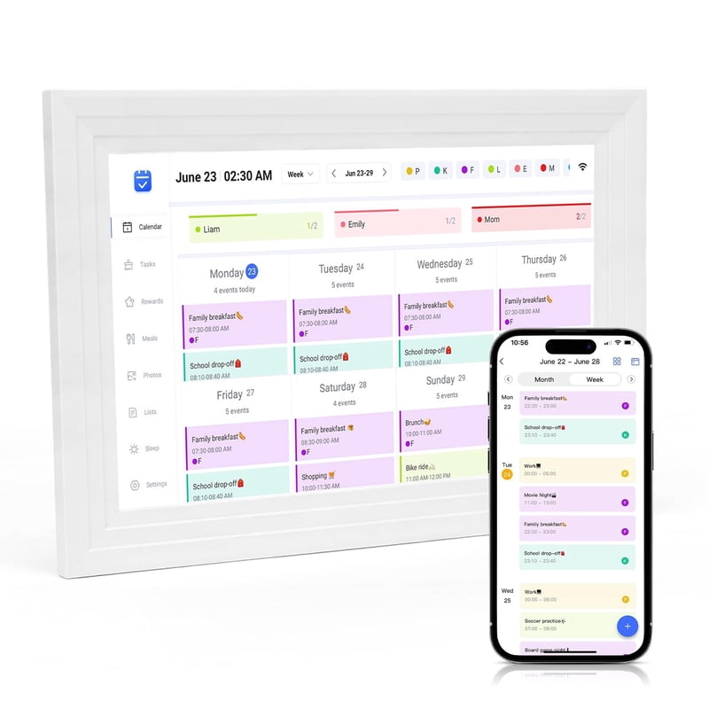 10.1 Inch Digital Wall Calendar & Family Chore Organizer with WiFi Touchscreen