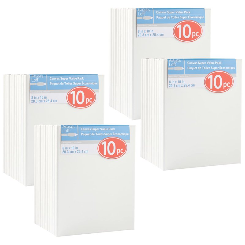 Artist's Loft Canvas Set - Bulk Assorted Sizes for Acrylic & Oil Painting