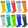 Kids Soccer Socks 10 Pairs Knee High Colorful Athletic Team Socks for Boys Girls