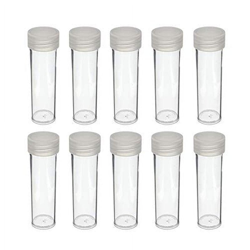 10-Pack Clear Coin Tubes with Screw-On Lid for Penny Storage