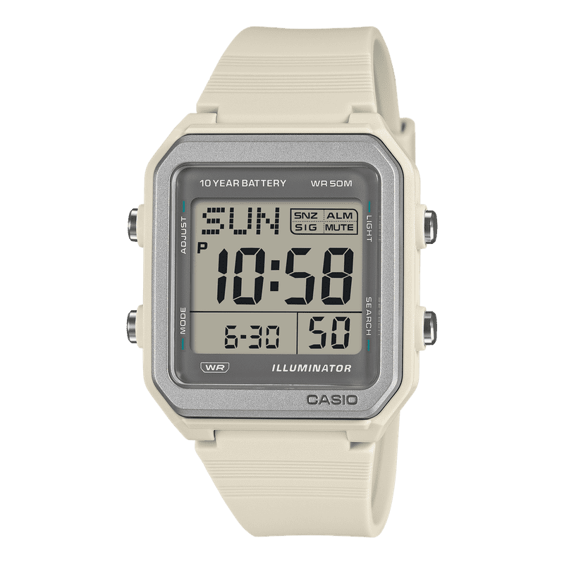Casio White Digital Resin Watch with 10 Year Battery & 50M Water Resistance