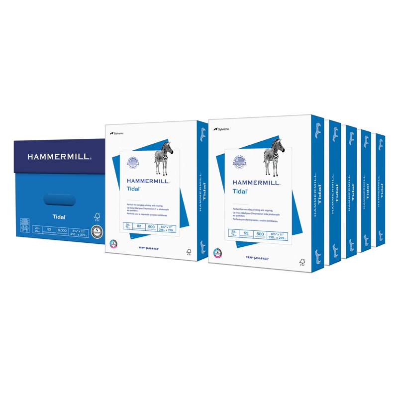 Hammermill Tidal Copy Paper 8.5x11 20lb 92 Bright White 500 Sheets - Bulk Pack