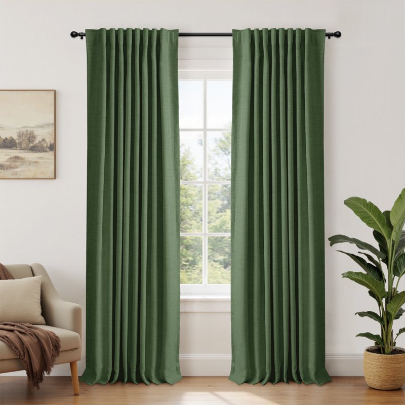 Blackout Curtains Set of 2 - Thermal Insulated Faux Linen Room Darkening Drapes