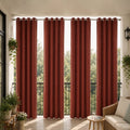 Blackout Linen Texture Curtains with Grommet Top - Room Darkening Panel Set