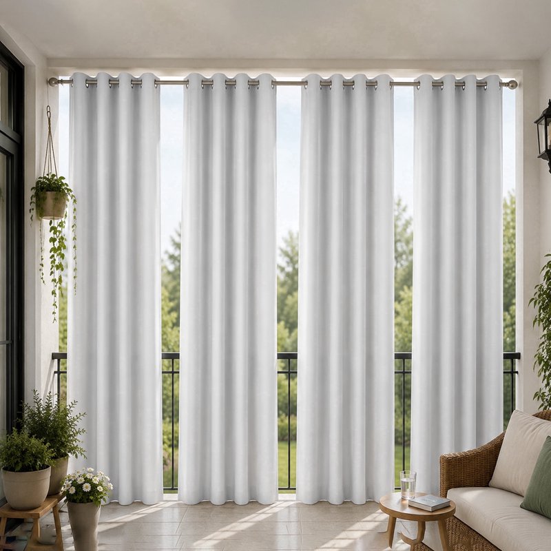 Blackout Linen Texture Curtains Set - Grommet Top, Room Darkening, 4 Panels